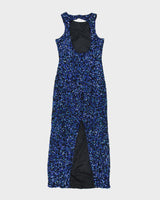 Vintage 1980s Joseph Ribkoff Gala Backless Silk Maxi Sequin Dress - S