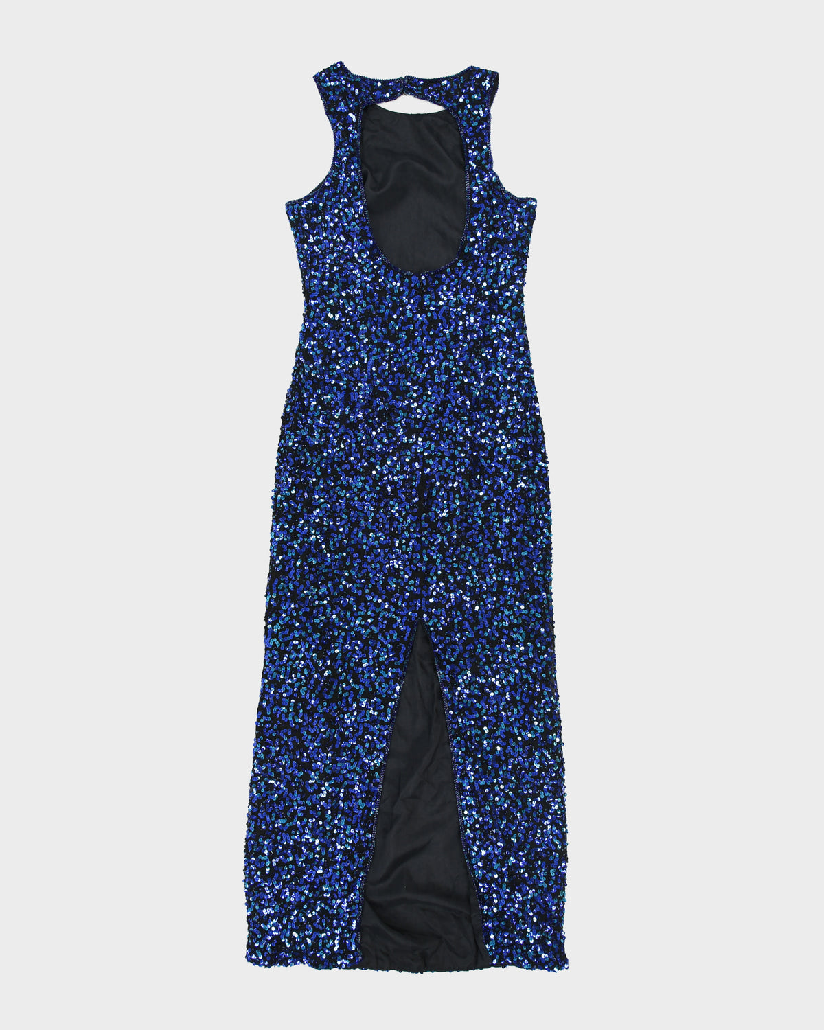 Vintage 1980s Joseph Ribkoff Gala Backless Silk Maxi Sequin Dress - S