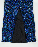 Vintage 1980s Joseph Ribkoff Gala Backless Silk Maxi Sequin Dress - S