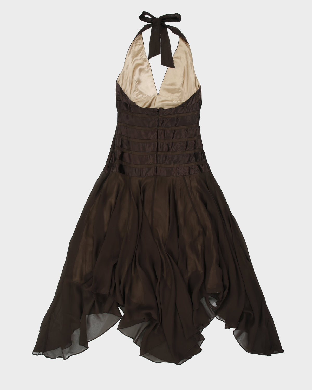 Vintage Y2K 00s BCBG Max Azria Silk Fairy Hem Halter Neck Dress - XS
