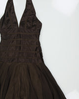 Vintage Y2K 00s BCBG Max Azria Silk Fairy Hem Halter Neck Dress - XS