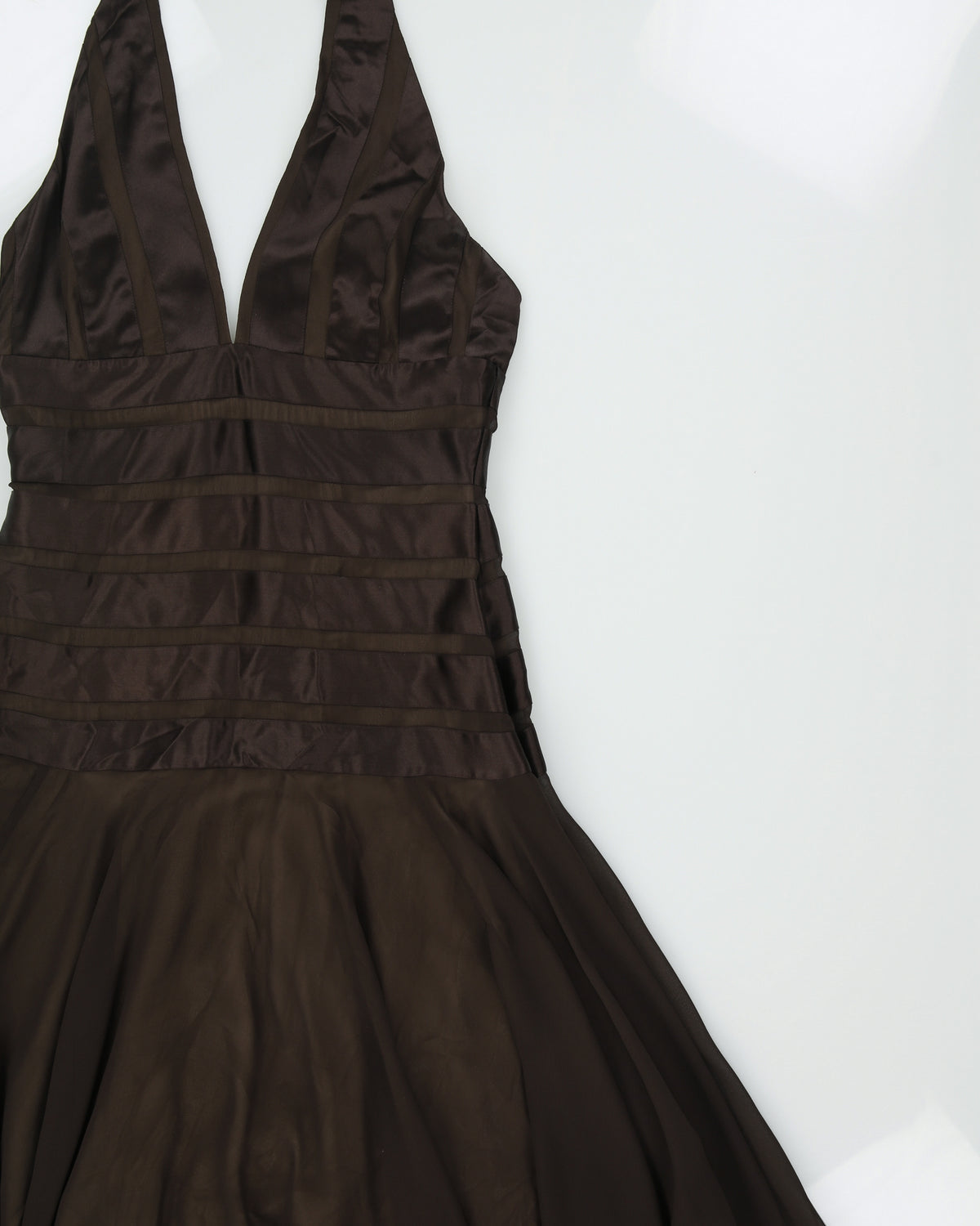 Vintage Y2K 00s BCBG Max Azria Silk Fairy Hem Halter Neck Dress - XS