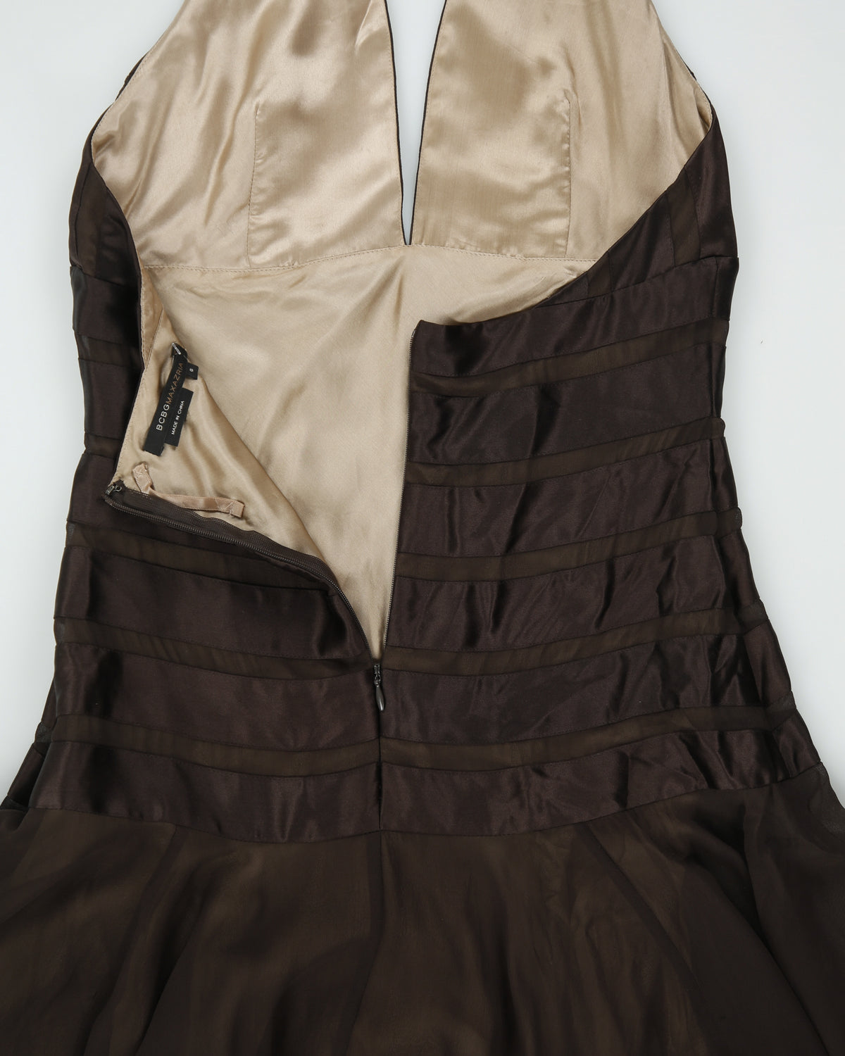 Vintage Y2K 00s BCBG Max Azria Silk Fairy Hem Halter Neck Dress - XS