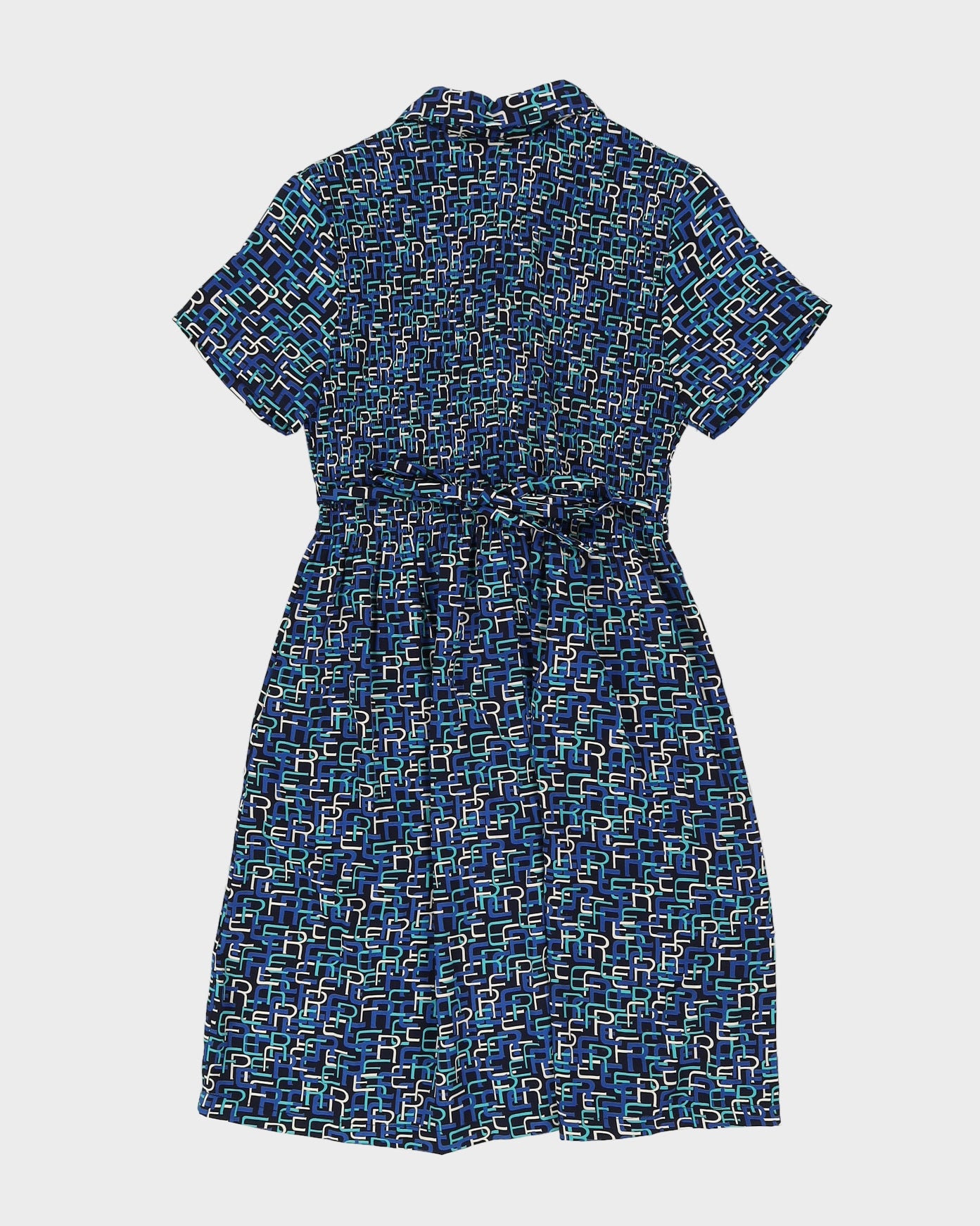 Blue Patterned Tea Dress - S