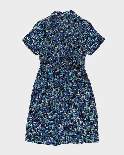 Blue Patterned Tea Dress - S