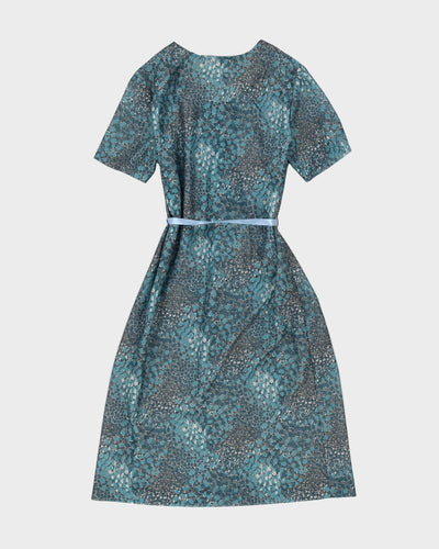 Vintage 1970s 2 Piece Blue Patterned Dress Set - M