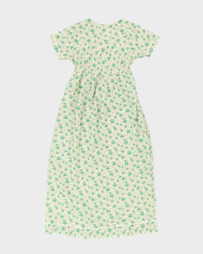Vintage 1990s Green Floral Maxi Tea Dress - S