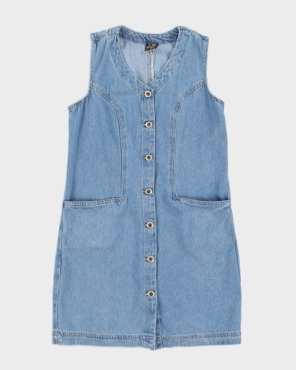 Y2K 00s Blue Denim Button Up Dress - S