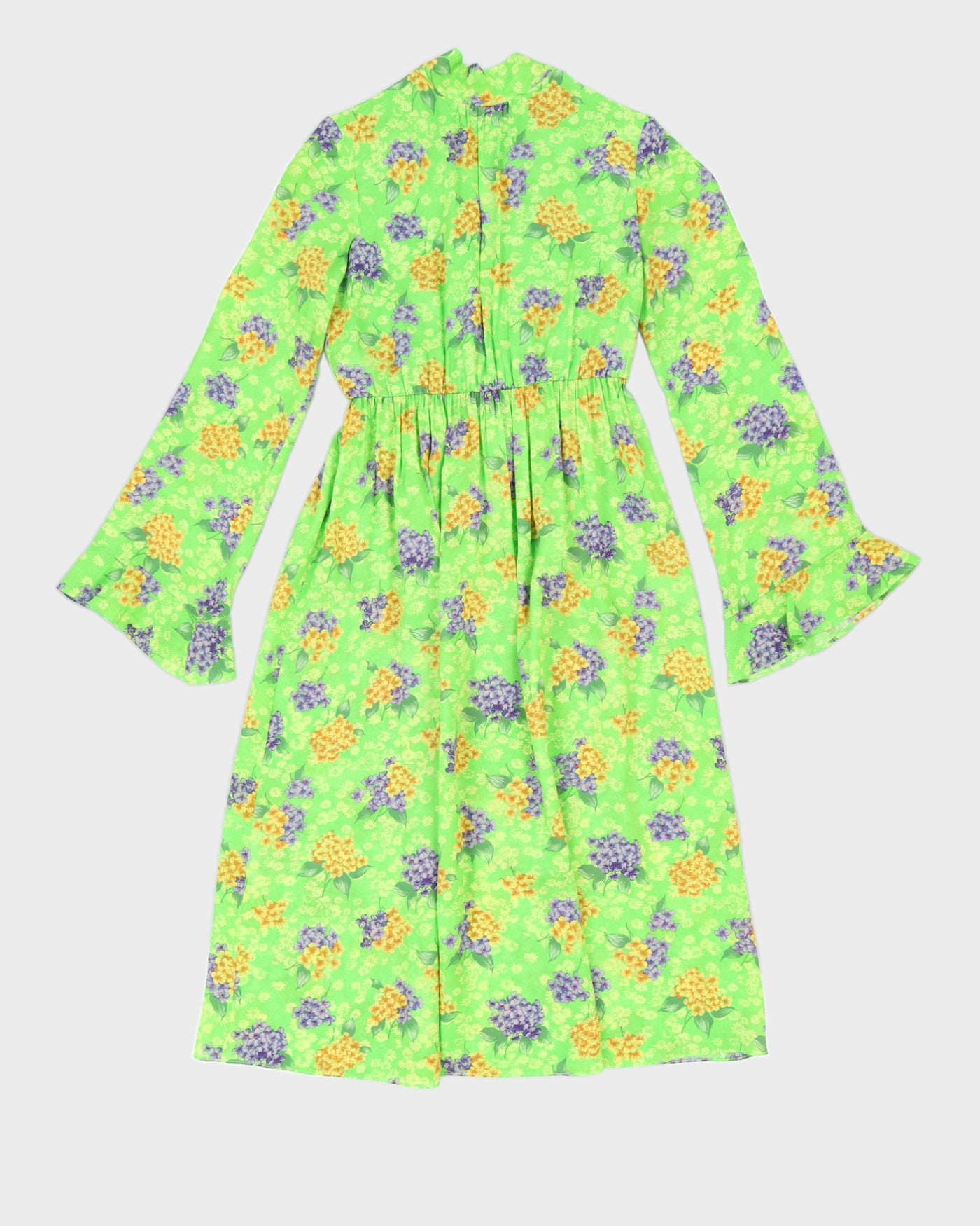 Les Reveries Green Floral Silk Dress - M