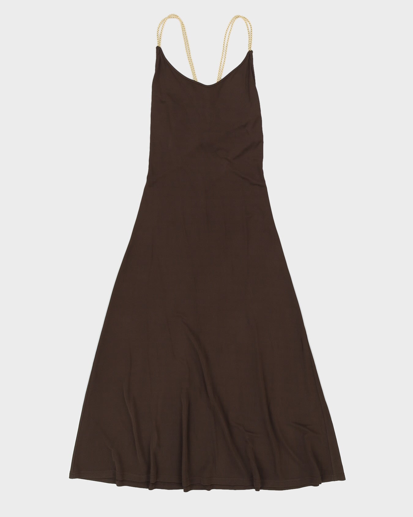 Celine Brown Maxi Dress With Gold Rope Strap - 36