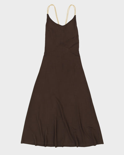 Celine Brown Maxi Dress With Gold Rope Strap - 36