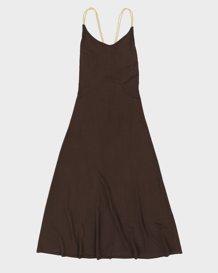 Celine Brown Maxi Dress With Gold Rope Strap - 36