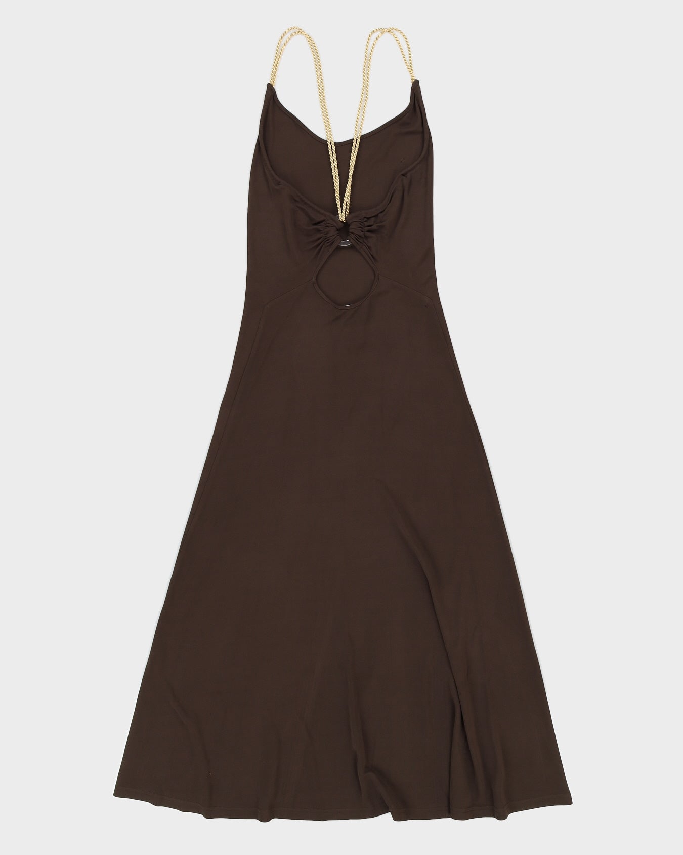 Celine Brown Maxi Dress With Gold Rope Strap - 36