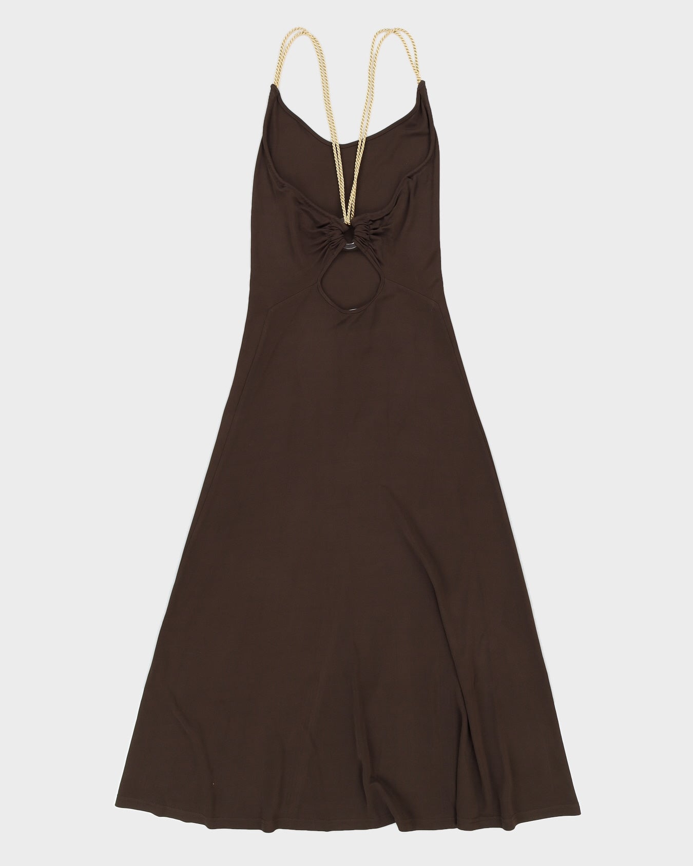 Celine Brown Maxi Dress With Gold Rope Strap - 36 Rokit Celine Brown Maxi Dress With Gold Rope Strap - 36 Rokit