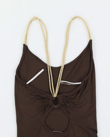 Celine Brown Maxi Dress With Gold Rope Strap - 36