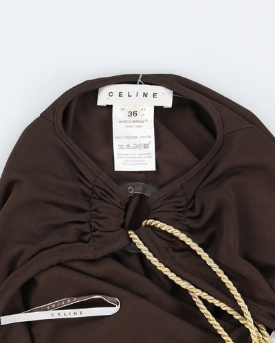 Celine Brown Maxi Dress With Gold Rope Strap - 36