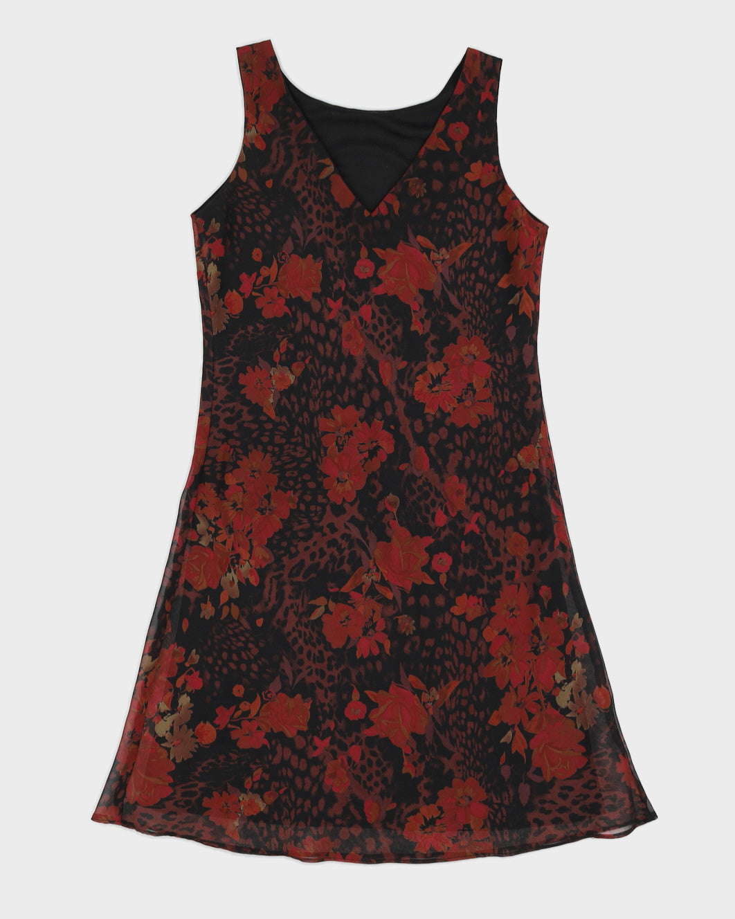 Vintage 90s Alyn Paige Floral Leopard Mini Dress - S/M