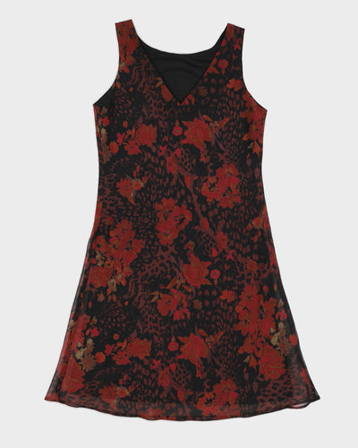 Vintage 90s Alyn Paige Floral Leopard Mini Dress - S/M
