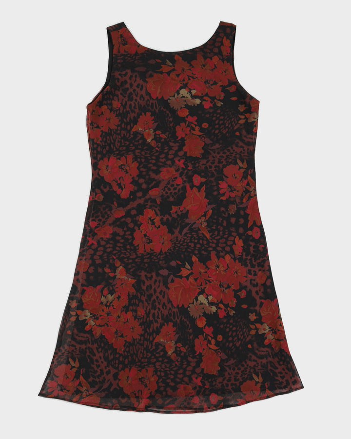Vintage 90s Alyn Paige Floral Leopard Mini Dress - S/M