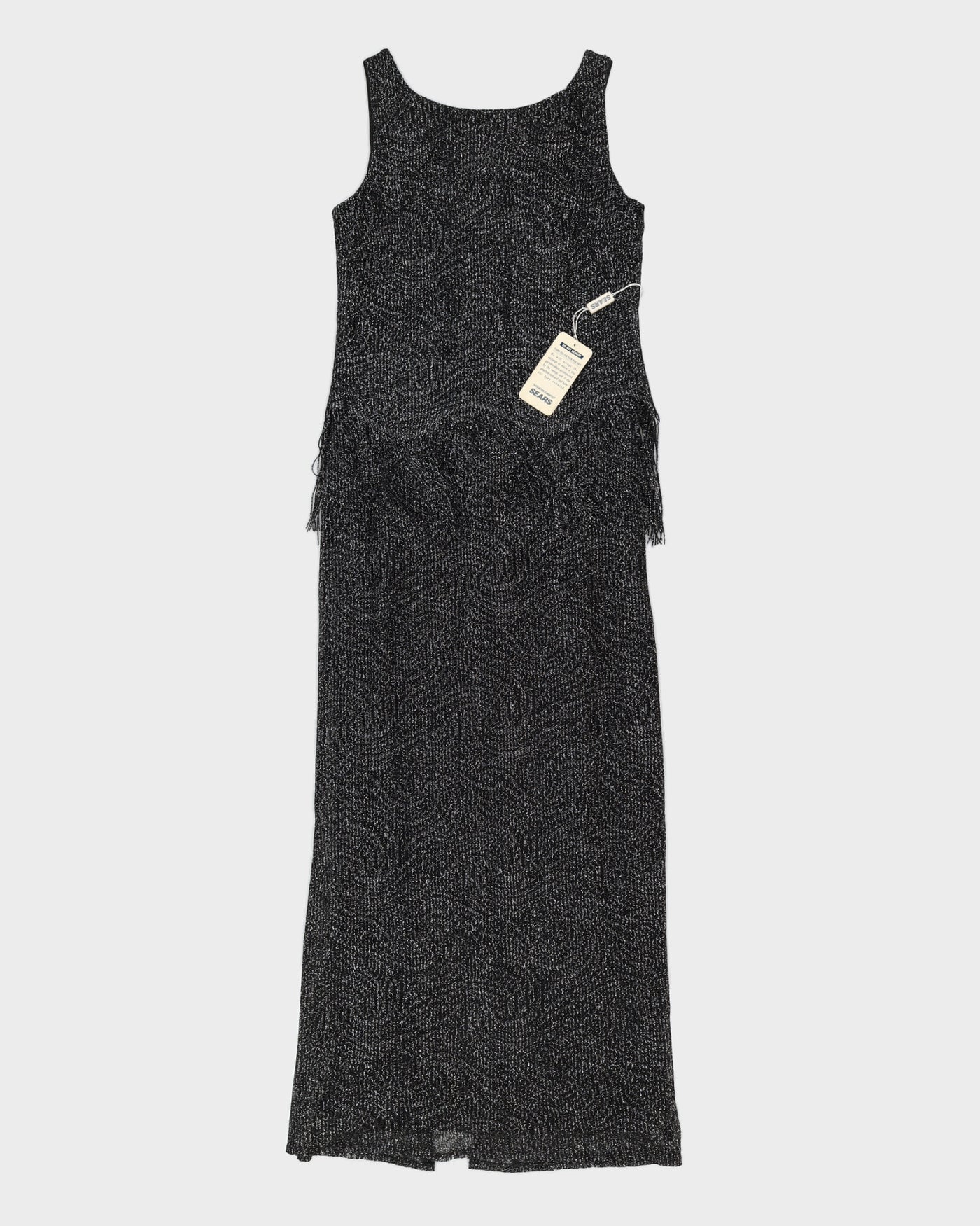 Vintage 80s Tradition By Sears Black Glittery Tassel Dress - M/L