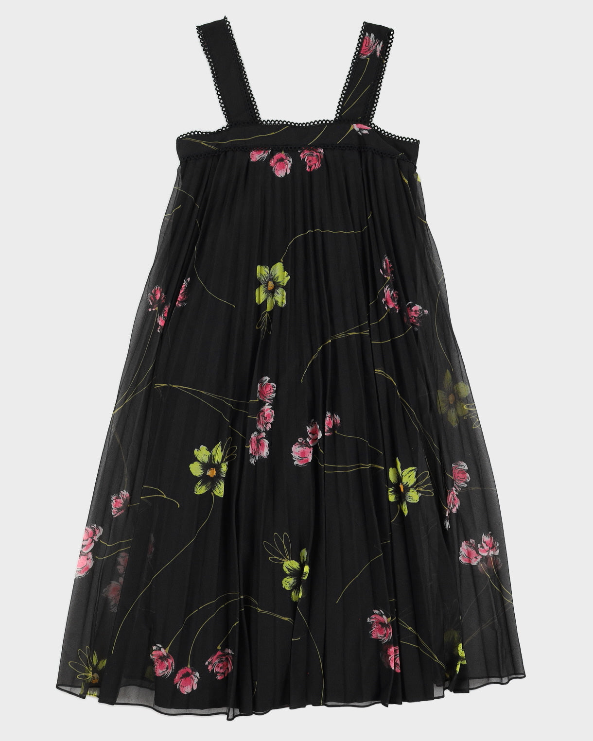 Vintage 70s Nu Mode Floral Pleated Mini Dress - S