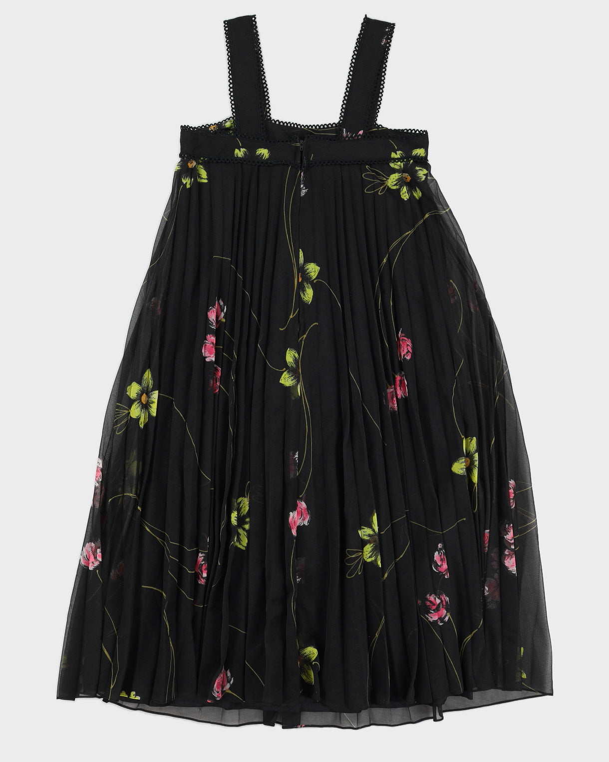 Vintage 70s Nu Mode Floral Pleated Mini Dress - S