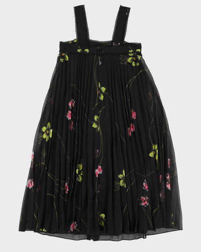 Vintage 70s Nu Mode Floral Pleated Mini Dress - S