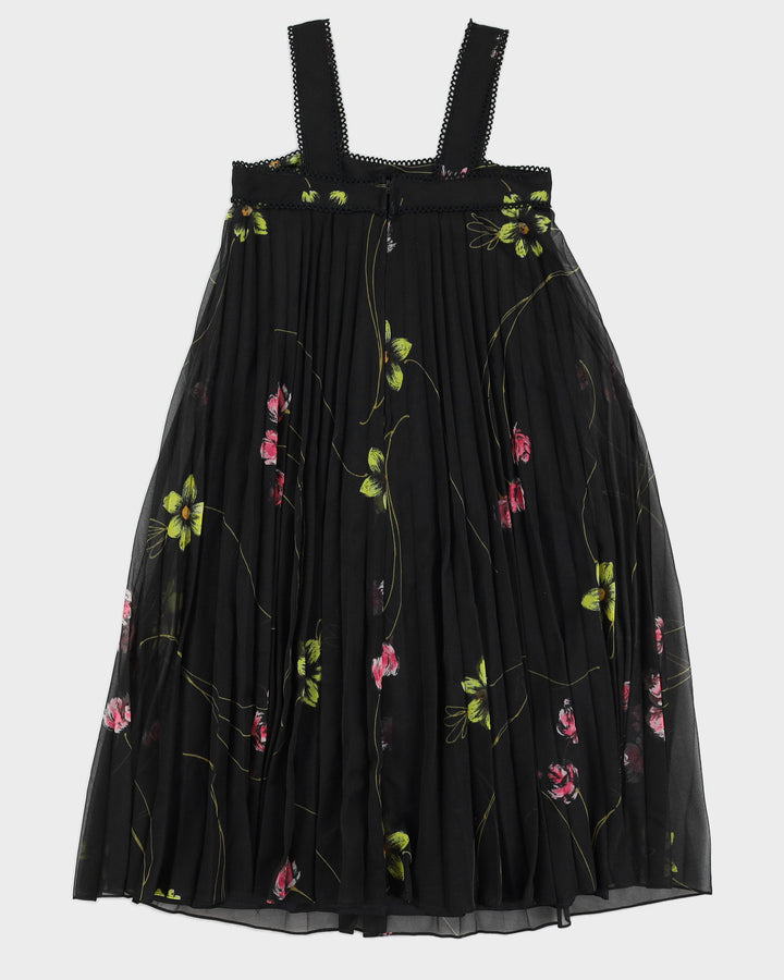 Vintage 70s Nu Mode Floral Pleated Mini Dress - S