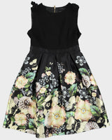 Ted Baker Black Floral A-Line Midi Dress - XL