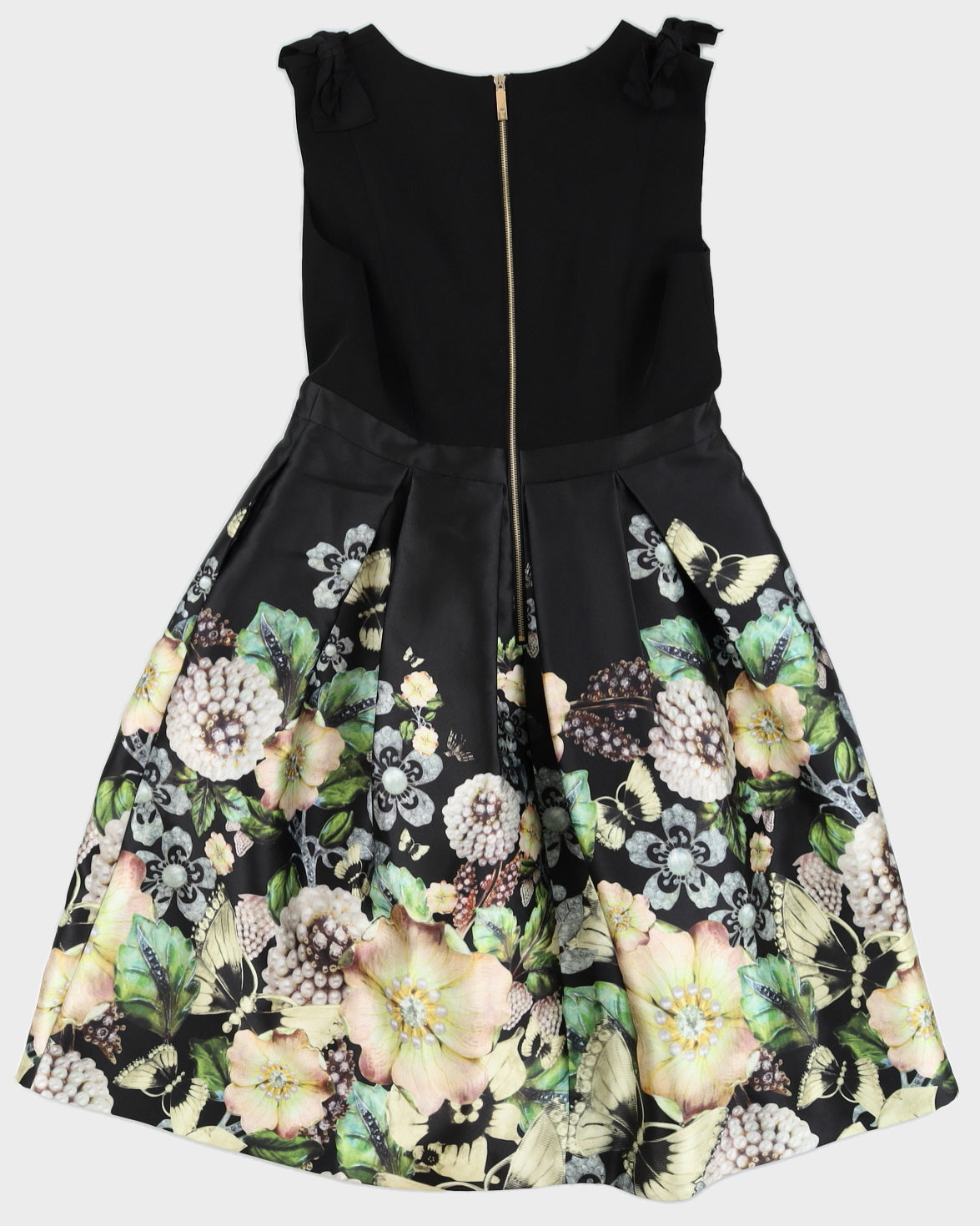 Ted Baker Black Floral A-Line Midi Dress - XL