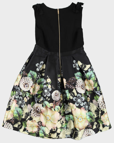 Ted Baker Black Floral A-Line Midi Dress - XL