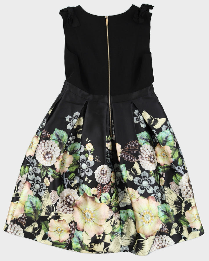Ted Baker Black Floral A-Line Midi Dress - XL