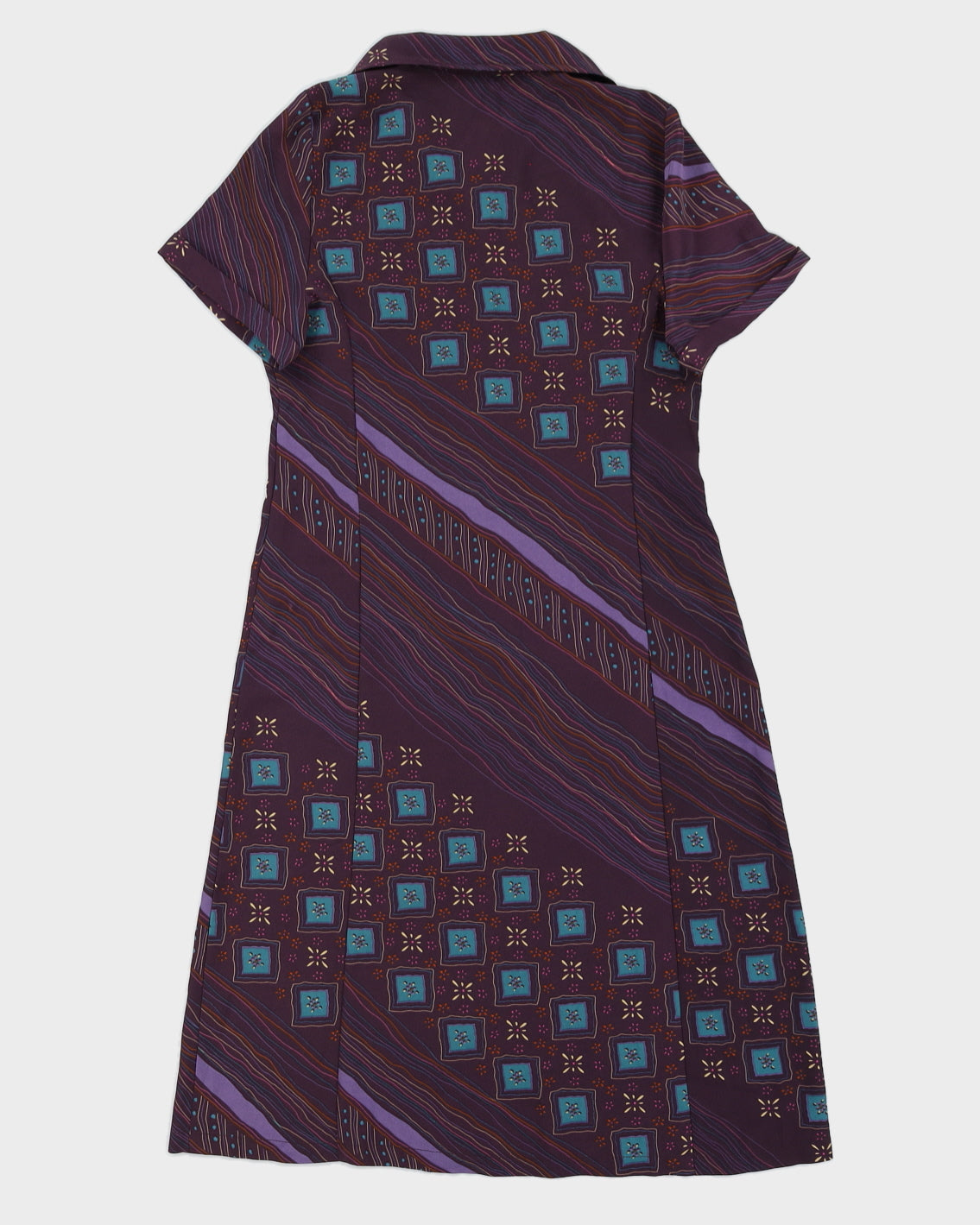 Vintage 90s Mali Purple Printed Button Up Dress - M