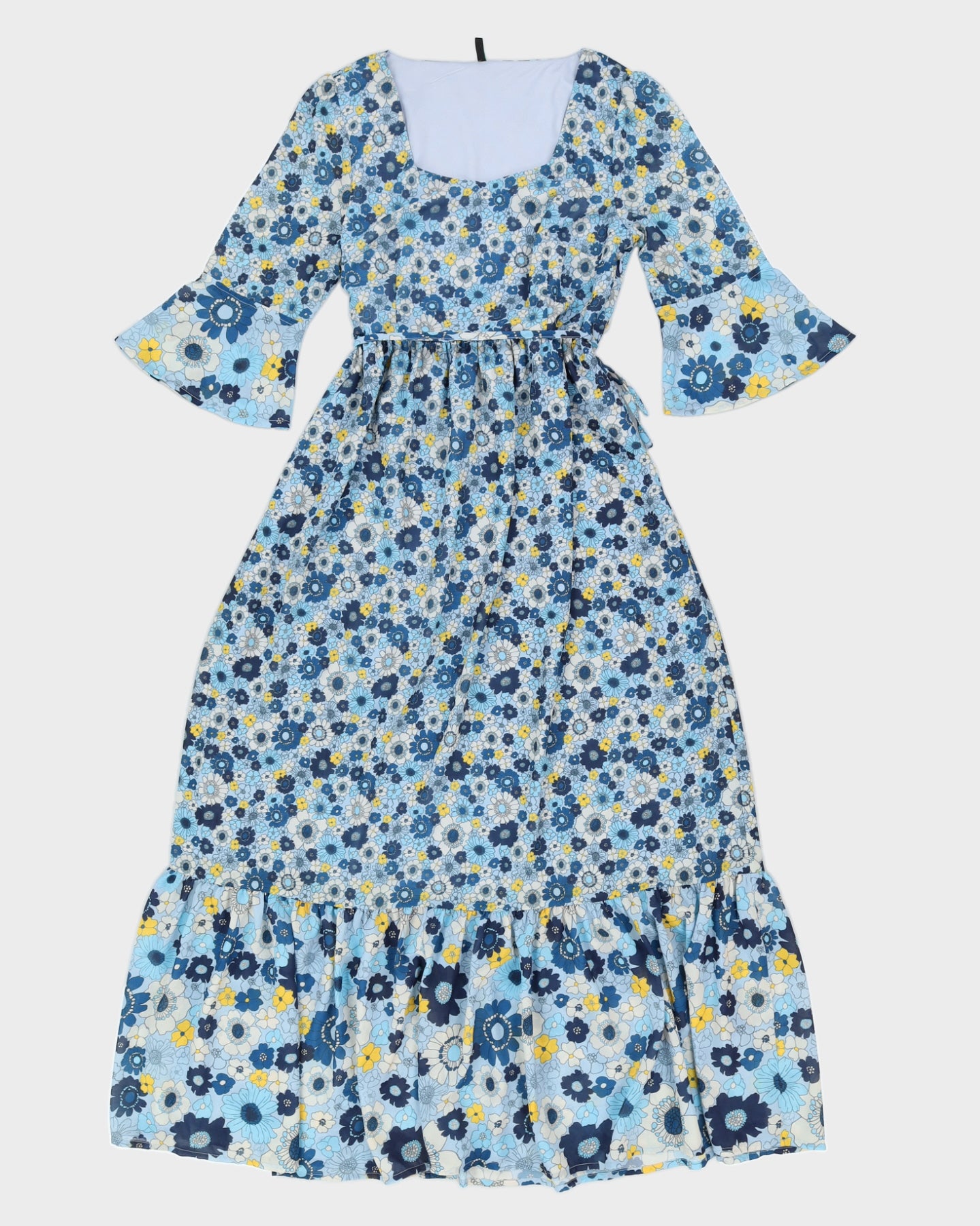 Benetton Blue &amp; Yellow Floral Maxi Dress - M
