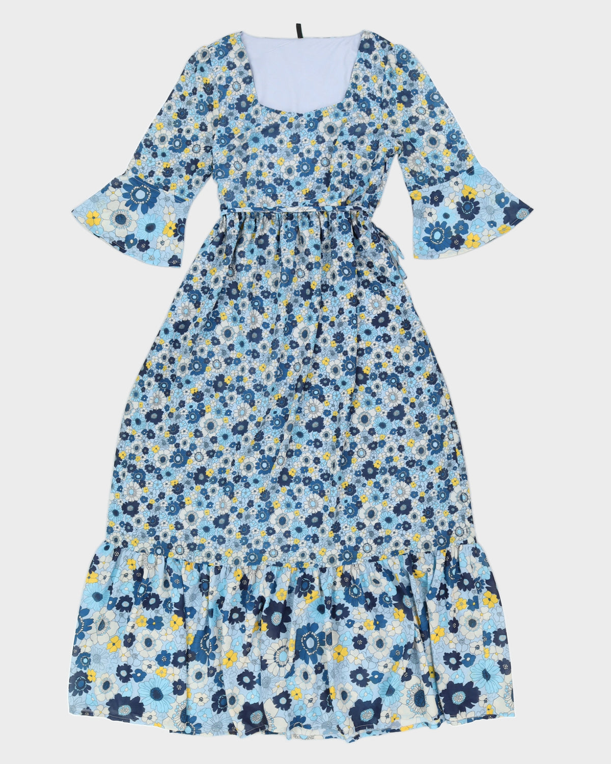 Benetton Blue &amp; Yellow Floral Maxi Dress - M