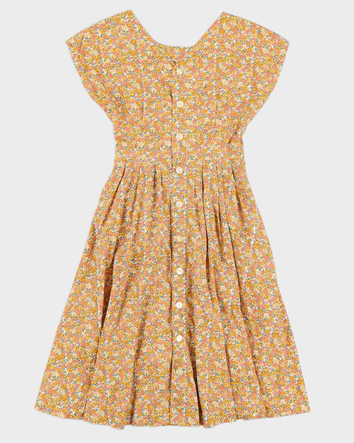 Vintage 90s Floral Button Down Midi Dress - S