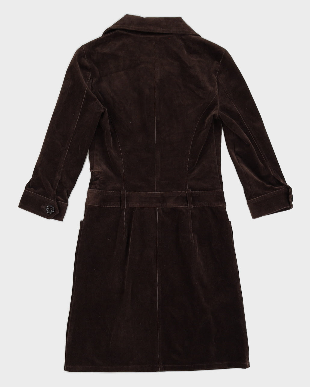 Y2K 00s Barbie Brown Long Sleeve Cord Dress - M