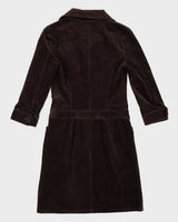 Y2K 00s Barbie Brown Long Sleeve Cord Dress - M
