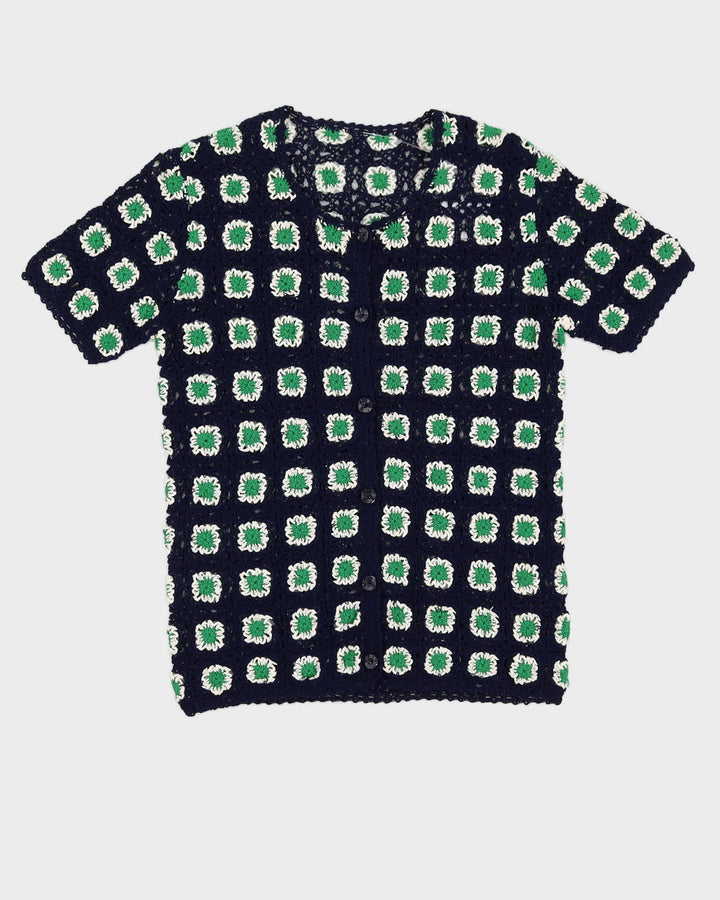 Vintage 00s Crochet Style Button Down Top - M/L