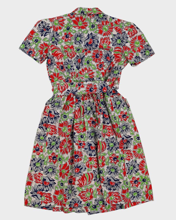 Vintage 1960s Floral Wrap Dress - M