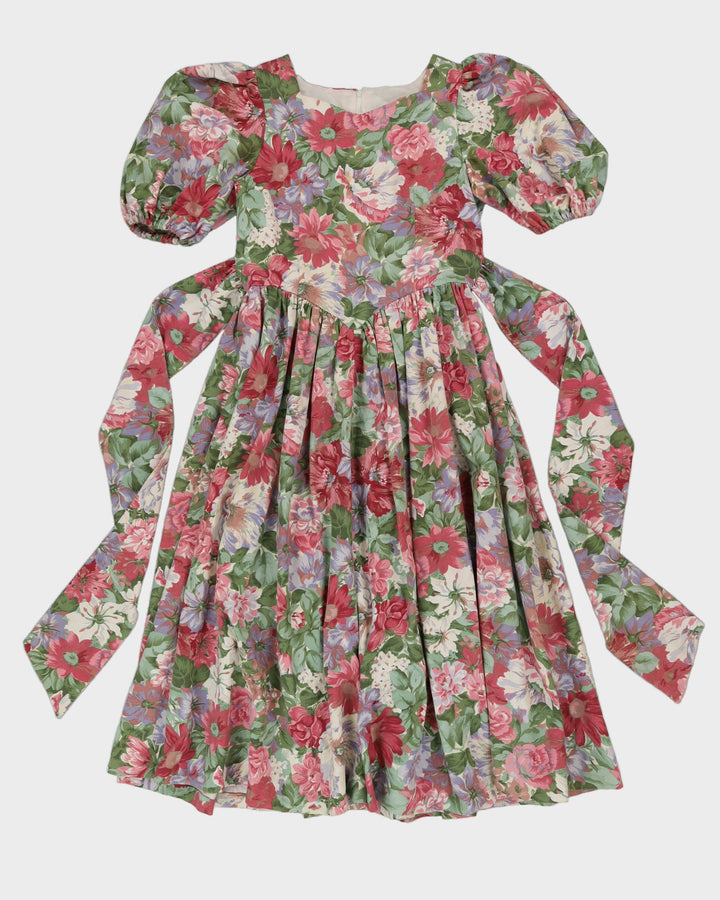 1980s Handmade Floral Dress - S