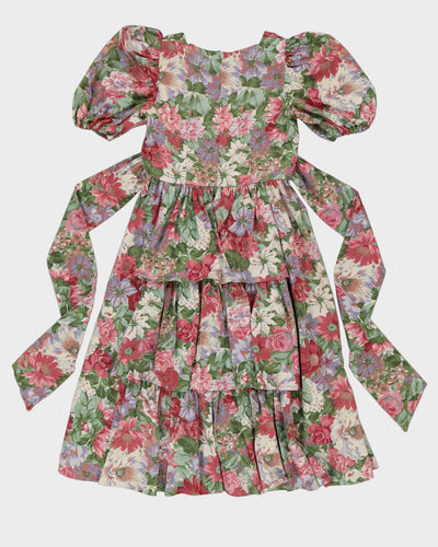 1980s Handmade Floral Dress - S