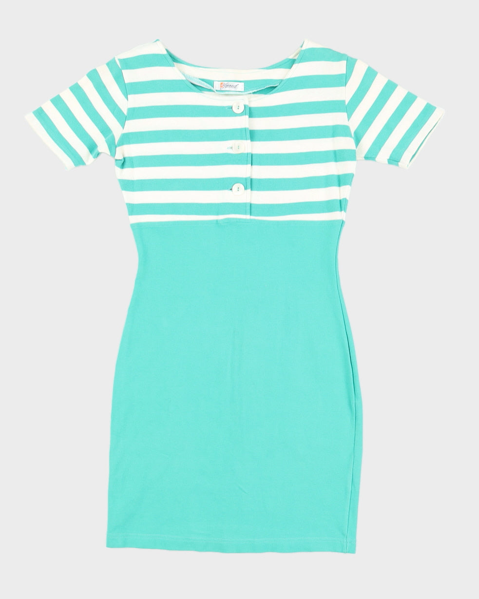 1980s Button Up Striped Dress - S