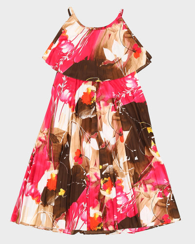 1970s Floral Pattern Dress - S