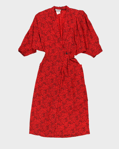 1980s Red Patterned Dress - XS