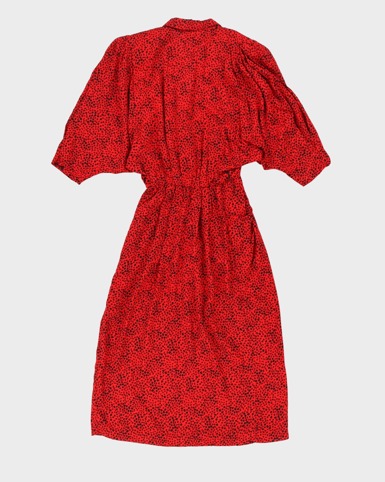 1980s Red Patterned Dress - XS