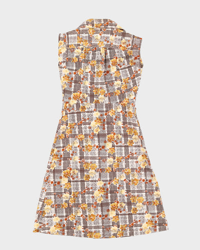 1950s Floral Pattern Dress - XS
