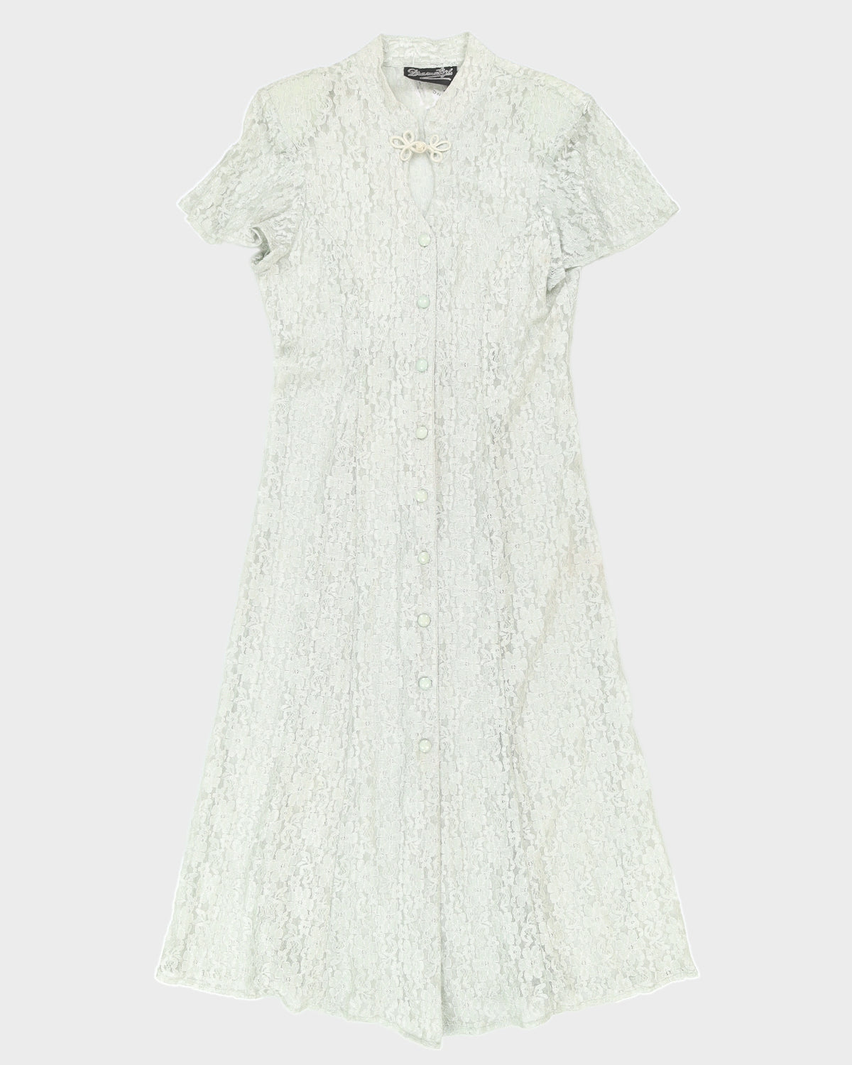 1990s Sheer Lace Blue Dress - S