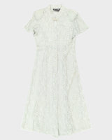 1990s Sheer Lace Blue Dress - S