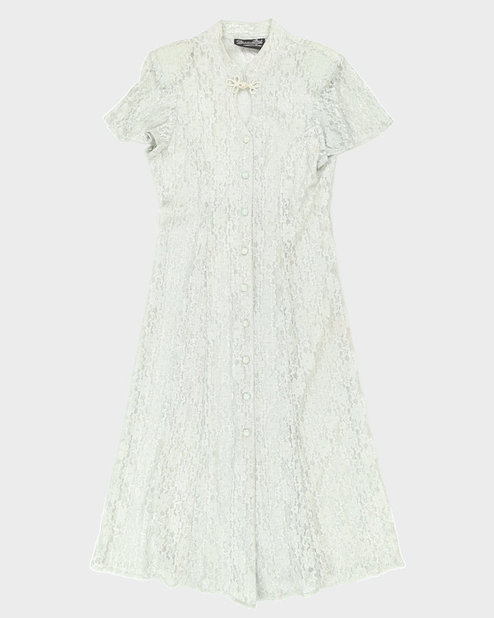 1990s Sheer Lace Blue Dress - S